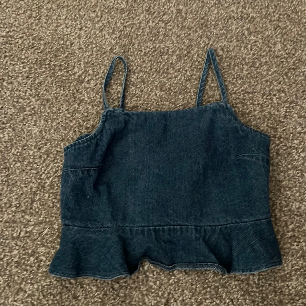 American Eagle Peplum Cropped Tank Top